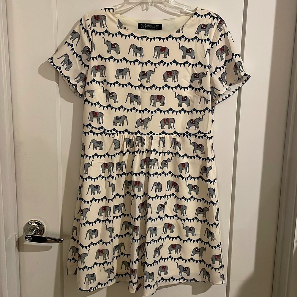 Circus Elephant Pattern Babydoll Dress